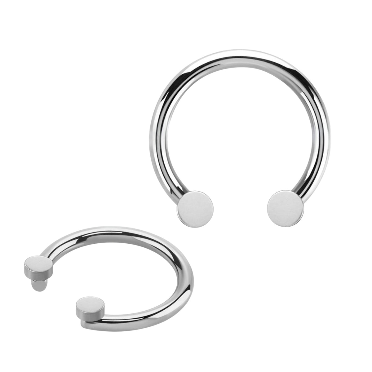 Titanium Horseshoe Circular Barbell 14G 10mm & 12mm with Flat Balls
