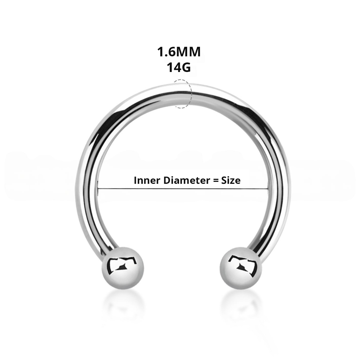 Titanium 14 Gauge Front Facing Holes Horseshoe Circular Barbell
