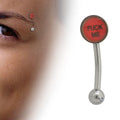 Surgical Steel 16 Gauge Curved Eyebrow Barbell Logo Symbol Fuck Me