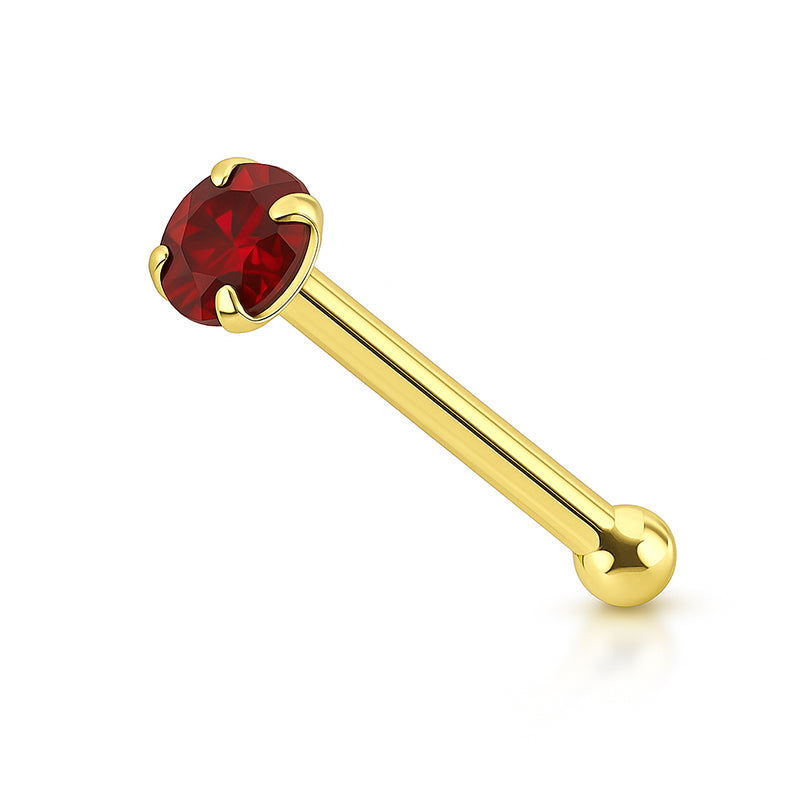 14K Solid Gold Nose Bone Stud 22G 6mm with CZ Top - photo 8