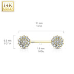 14 Karat Solid Gold Nipple Ring Barbell 14 Gauge 12 mm CZ - Pair - Kruelty - Photo 5