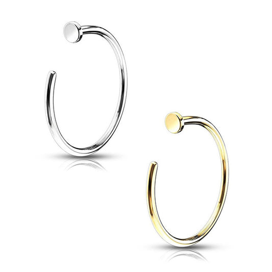 14K Solid Gold Nose Ring Hoop 18 & 20 Gauge Jewelry With Flat End