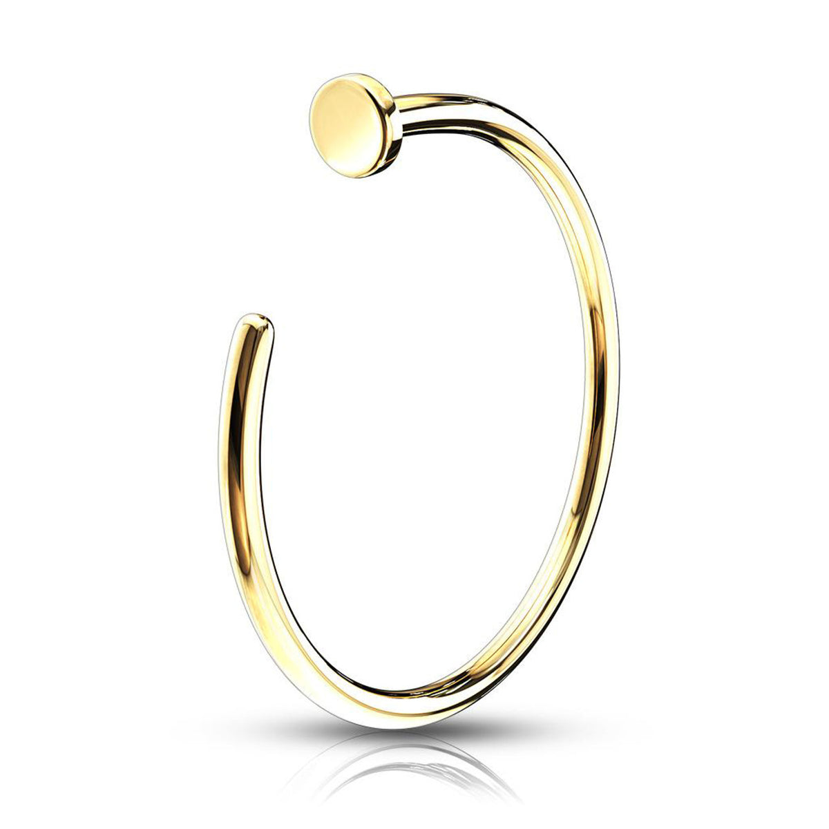 14 Karat Solid Gold Nose Ring Hoop 18 & 20 Gauge with Flat End - Kruelty - Photo 3