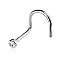 14 Karat Solid Gold Nose Ring Screw 20 or 18 Gauge 1/4" 6 mm & CZ Gem - Kruelty - Photo 2