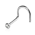 14 Karat Solid Gold Nose Ring Screw 20 or 18 Gauge 1/4" 6 mm & CZ Gem - Kruelty - Photo 2