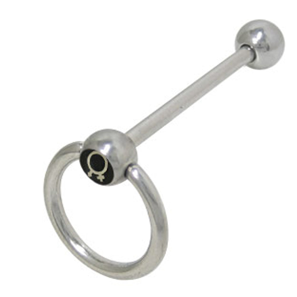 Surgical Steel 14 Gauge Tongue Barbell with Gender Symbol Door Knocker