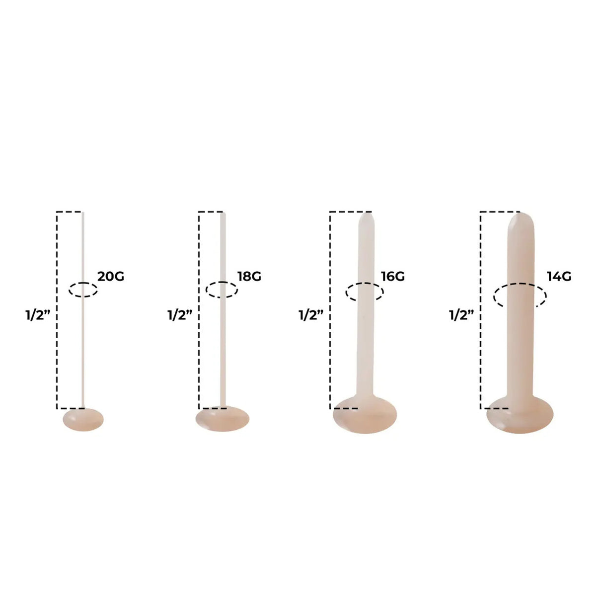 Glass Pyrex Clear Flesh Tone Retainer Stud 20 to 14 Gauge - Kruelty - Photo 5