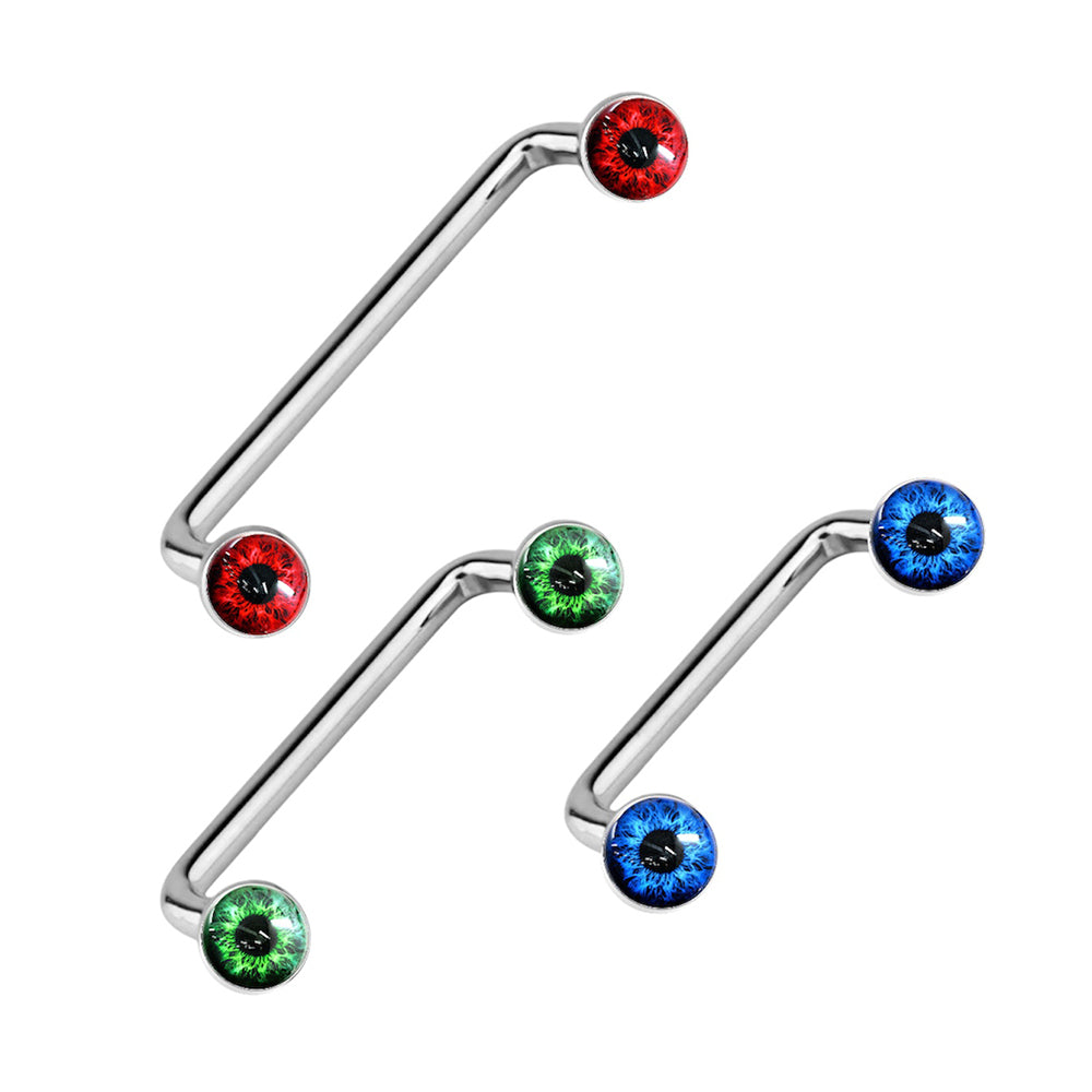 Surgical steel surface barbell with eyeball ends