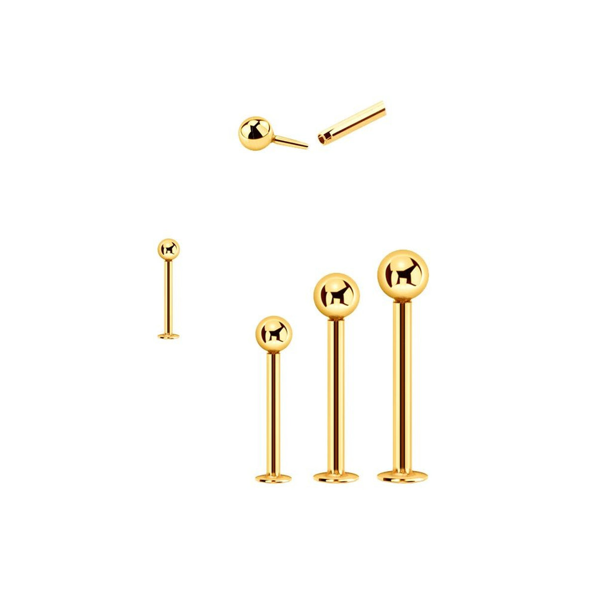 14 Karat Solid Gold Labret / Monroe Stud 16 Gauge Threadless 3 mm Ball - Kruelty