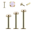 14 Karat Solid Gold Labret / Monroe Stud 16 Gauge with Synthetic Opal - Kruelty