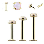 14 Karat Solid Gold Labret / Monroe Stud 16 Gauge with Synthetic Opal - Kruelty