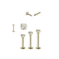 14K Solid Gold 16 and 18 Gauge Push In Monroe Labret with CZ
