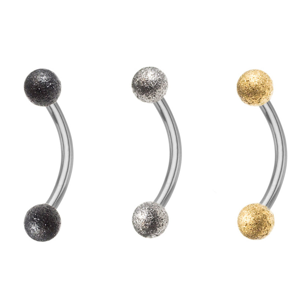 Surgical Steel 16 Gauge Curved Barbell with Glitter Ball