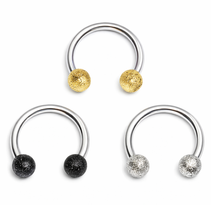 Surgical Steel 16 Gauge Horseshoe Circular Barbell with Glitter Ball