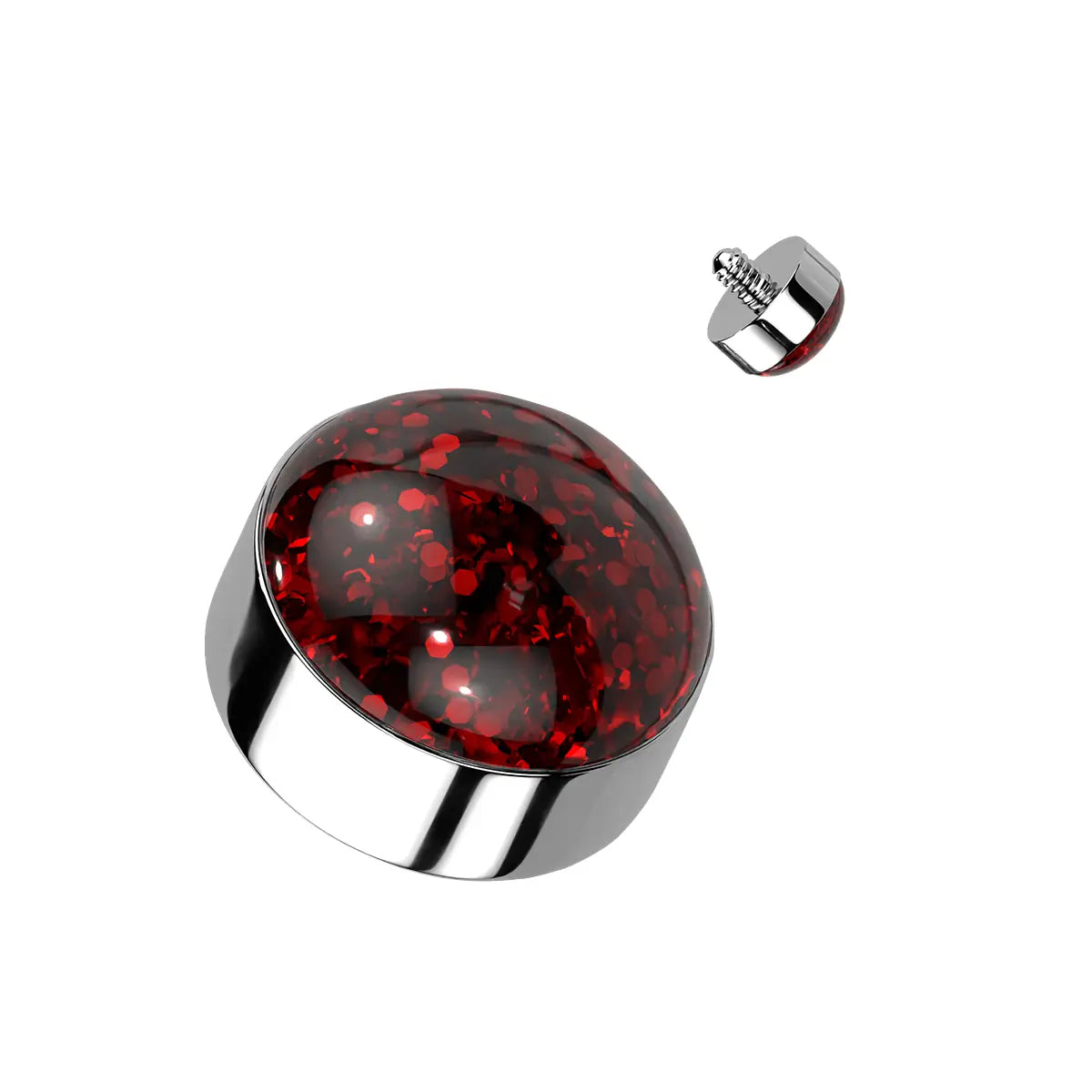 Surgical Steel Glitter Dome CZ Dermal Anchor Top 14G 4mm - 8 Colors