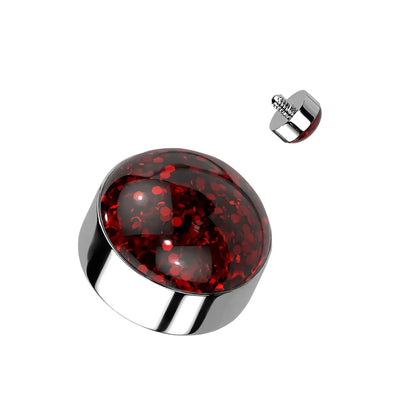 Surgical Steel Glitter Dome CZ Dermal Anchor Top 14G 4mm - 8 Colors