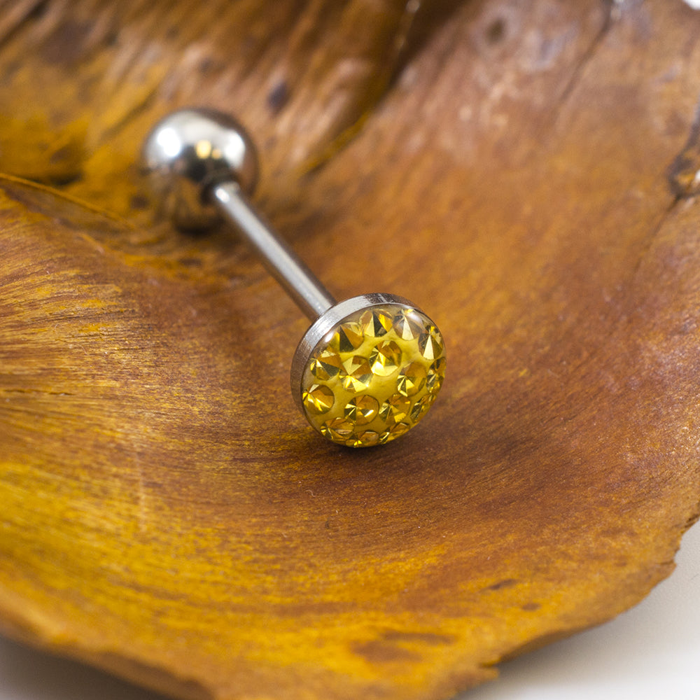 Surgical Steel 14 Gauge Tongue Barbell with Glitter Dome - photo 11