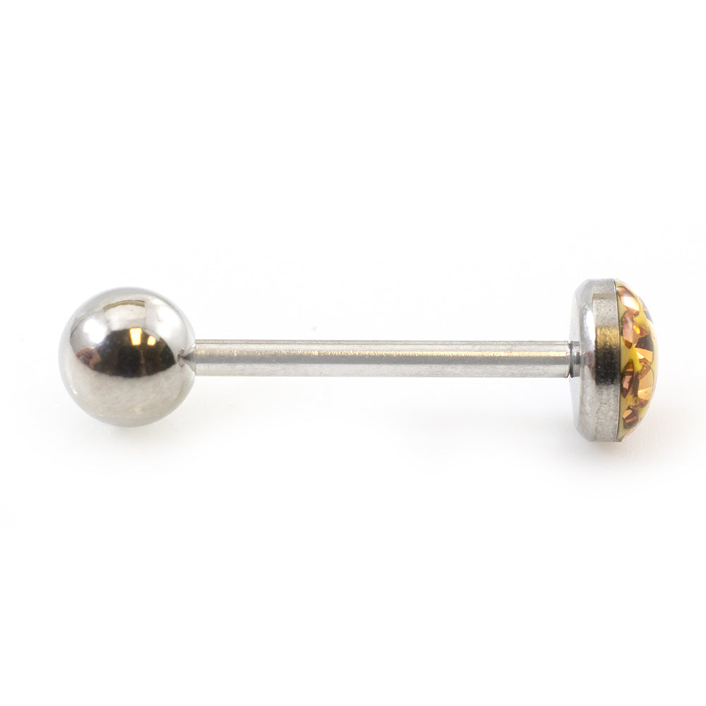 Surgical Steel 14 Gauge Tongue Barbell with Glitter Dome - photo 12