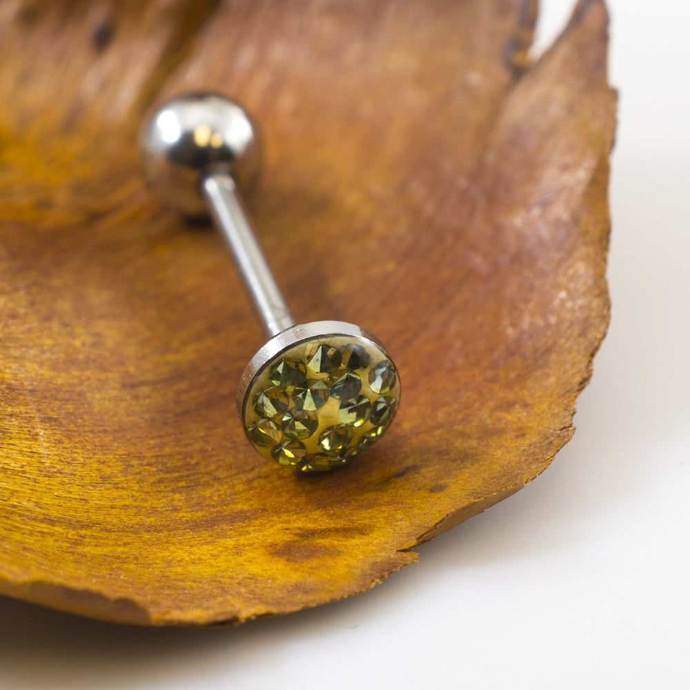 Surgical Steel 14 Gauge Tongue Barbell with Glitter Dome - photo 16