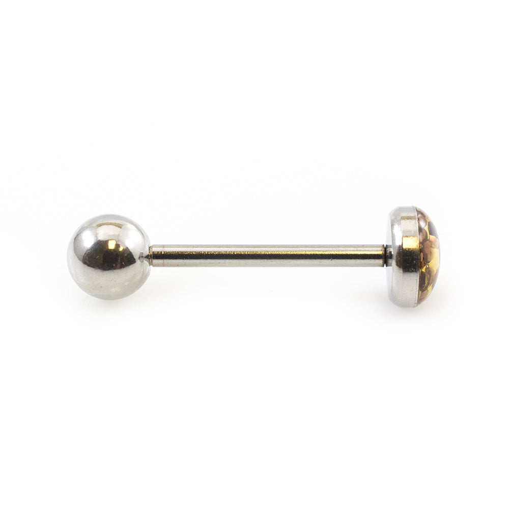 Surgical Steel 14 Gauge Tongue Barbell with Glitter Dome - photo 6