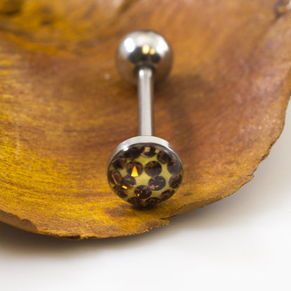 Surgical Steel 14 Gauge Tongue Barbell with Glitter Dome - photo 7
