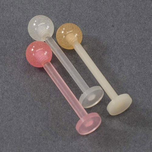 Acrylic 14 Gauge Glow in the Dark Labret Stud Retainers - 3 Pack