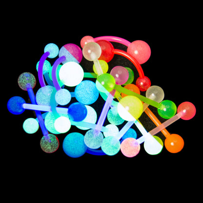 Bioflex Acrylic UV Glow Curved & Straight Barbells 14 Gauge - 20 Pack - photo 3