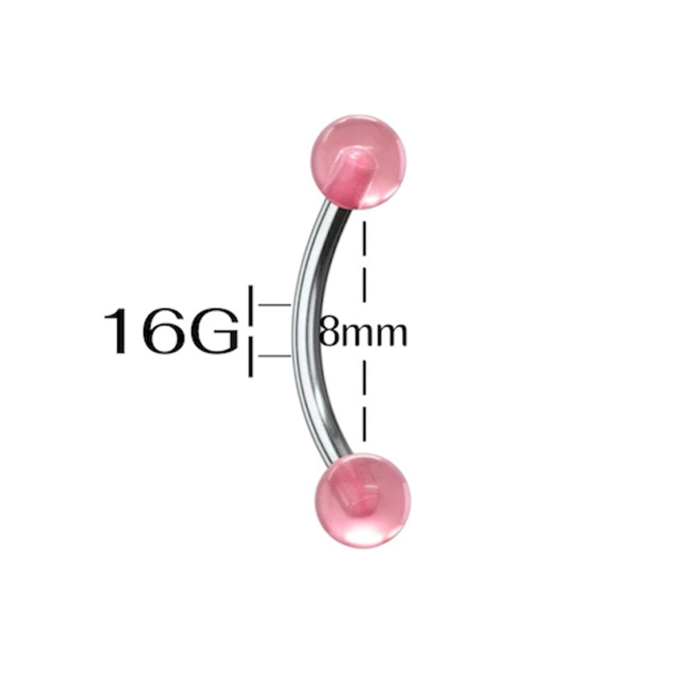 Surgical Steel 16 Gauge Eyebrow Barbell with Glow in Dark Acrylic Ball - photo 2