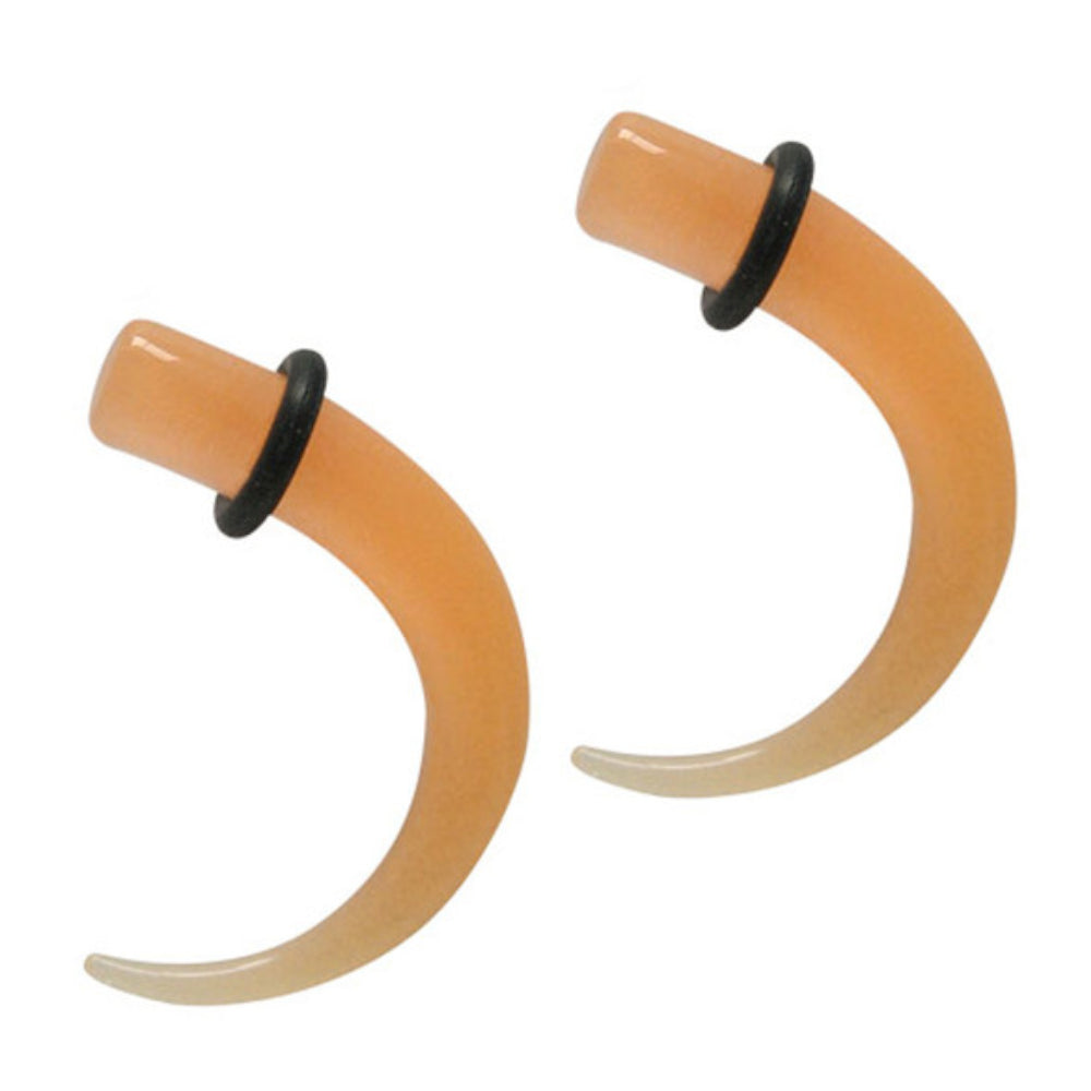Acrylic 2 Gauge Glow in the Dark Orange Curved Tapers - Pair