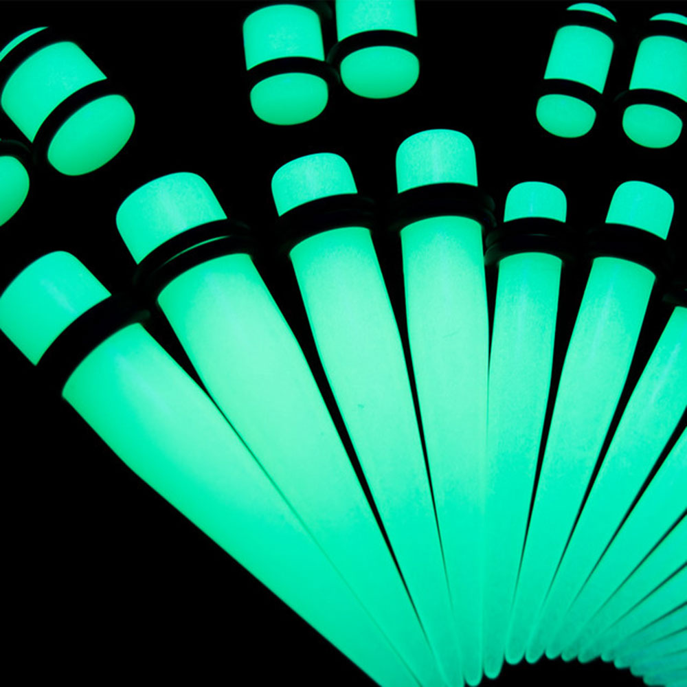 White Glow in the Dark Acrylic Ear Stretching Kit 14G to 00G - 36 Pack - photo 2
