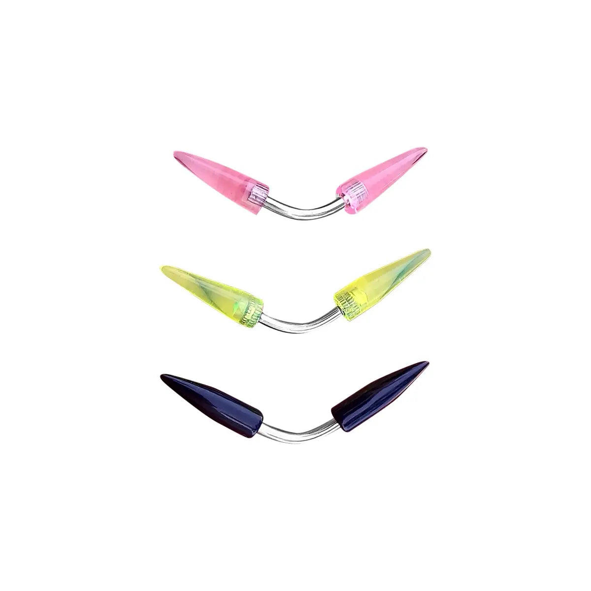 Surgical Steel 14 Gauge Curved Eyebrow Barbell with UV Spike