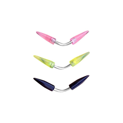 Surgical Steel 14 Gauge Curved Eyebrow Barbell with UV Spike