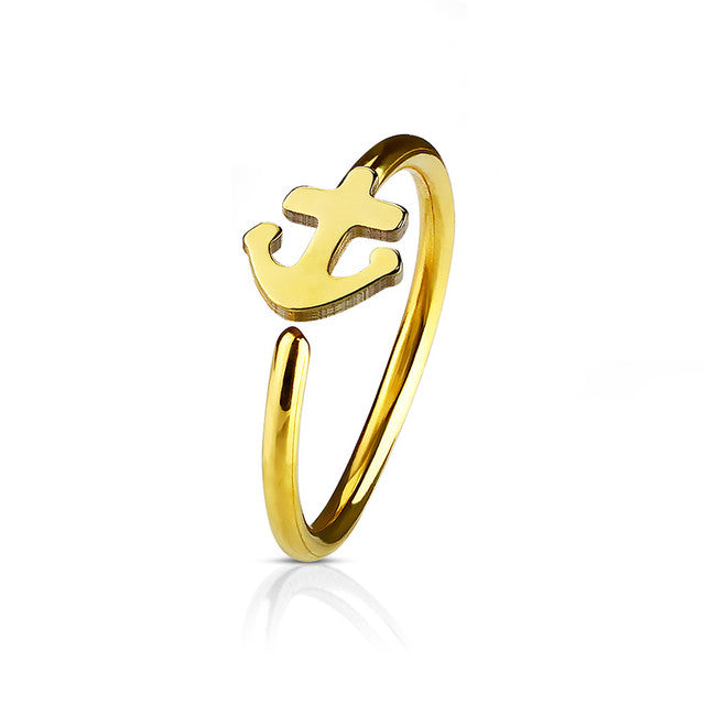 Surgical Steel 20 Gauge Bendable Nose Ring with Anchor - photo 4