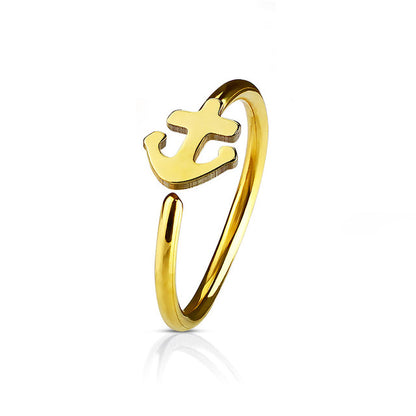 Surgical Steel 20 Gauge Bendable Nose Ring with Anchor - photo 4