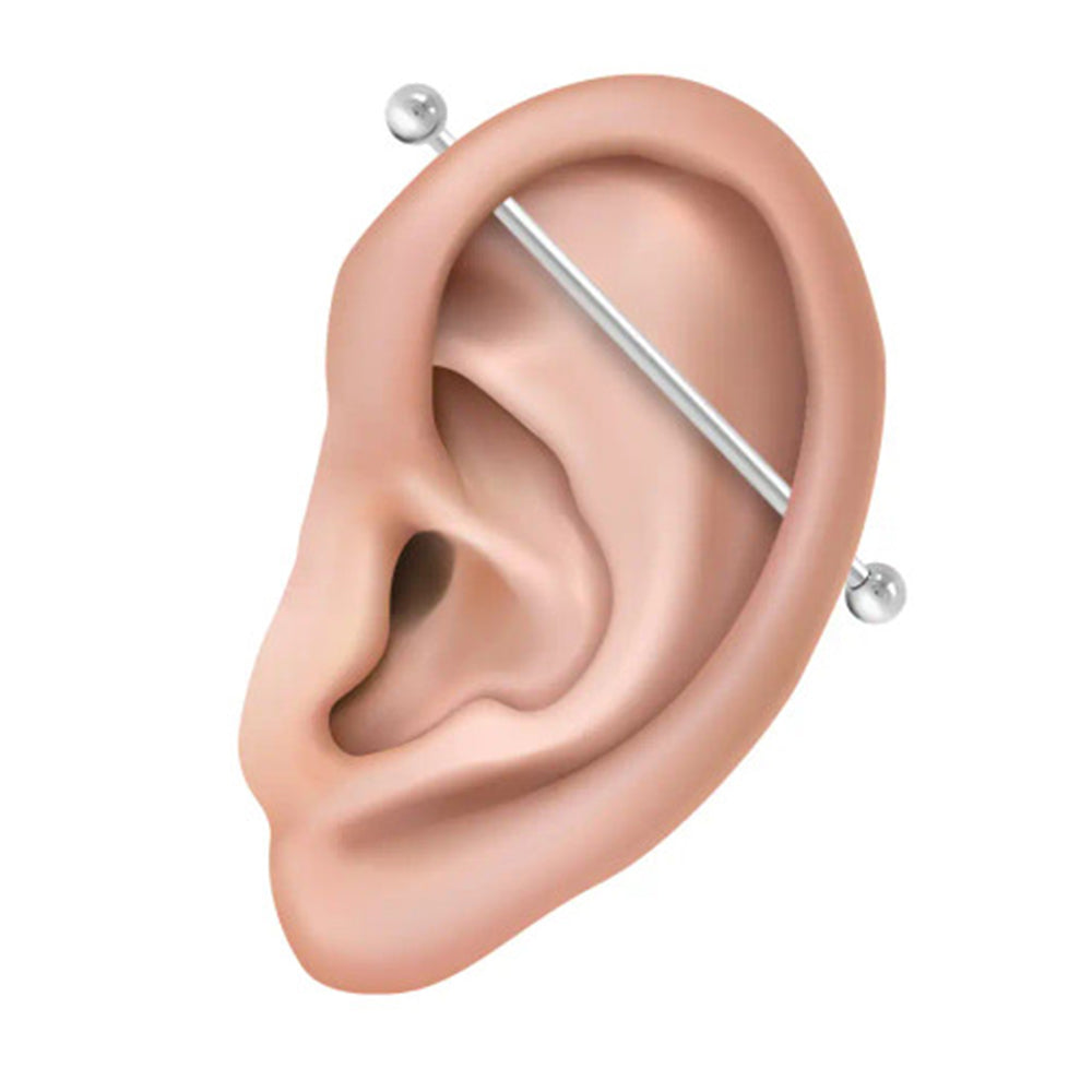 14K Solid Gold 14 Gauge Industrial Barbell with 4mm Balls - photo 3