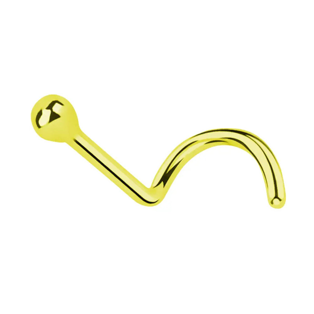 18K Solid Gold 22 Gauge Ball End Nose Screw Stud