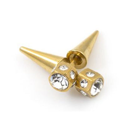 Surgical Steel 16 Gauge Crystal CZ Fake Taper Ear Gauges - Pair - photo 7