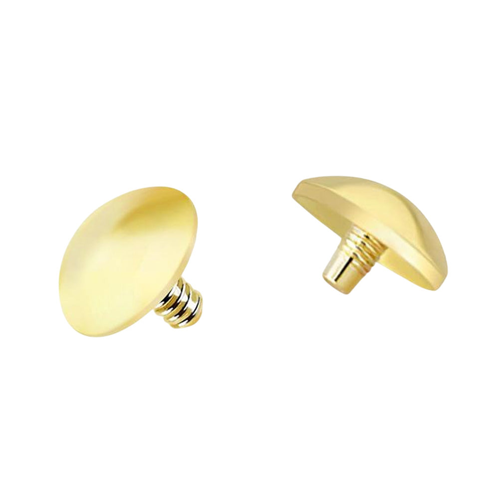 14K Solid Gold 16 Gauge Flat Dome Dermal Top 2 to 5mm