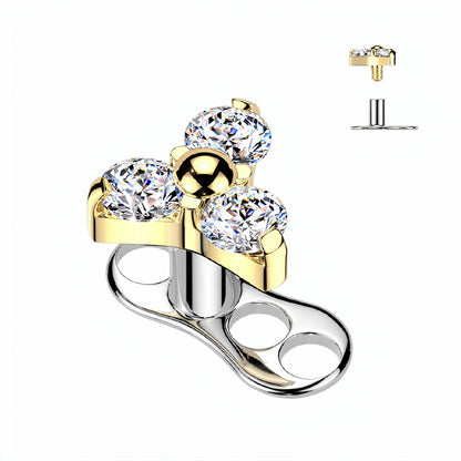 Titanium Dermal Anchor Tops with CZ Flower Opal Gems Base