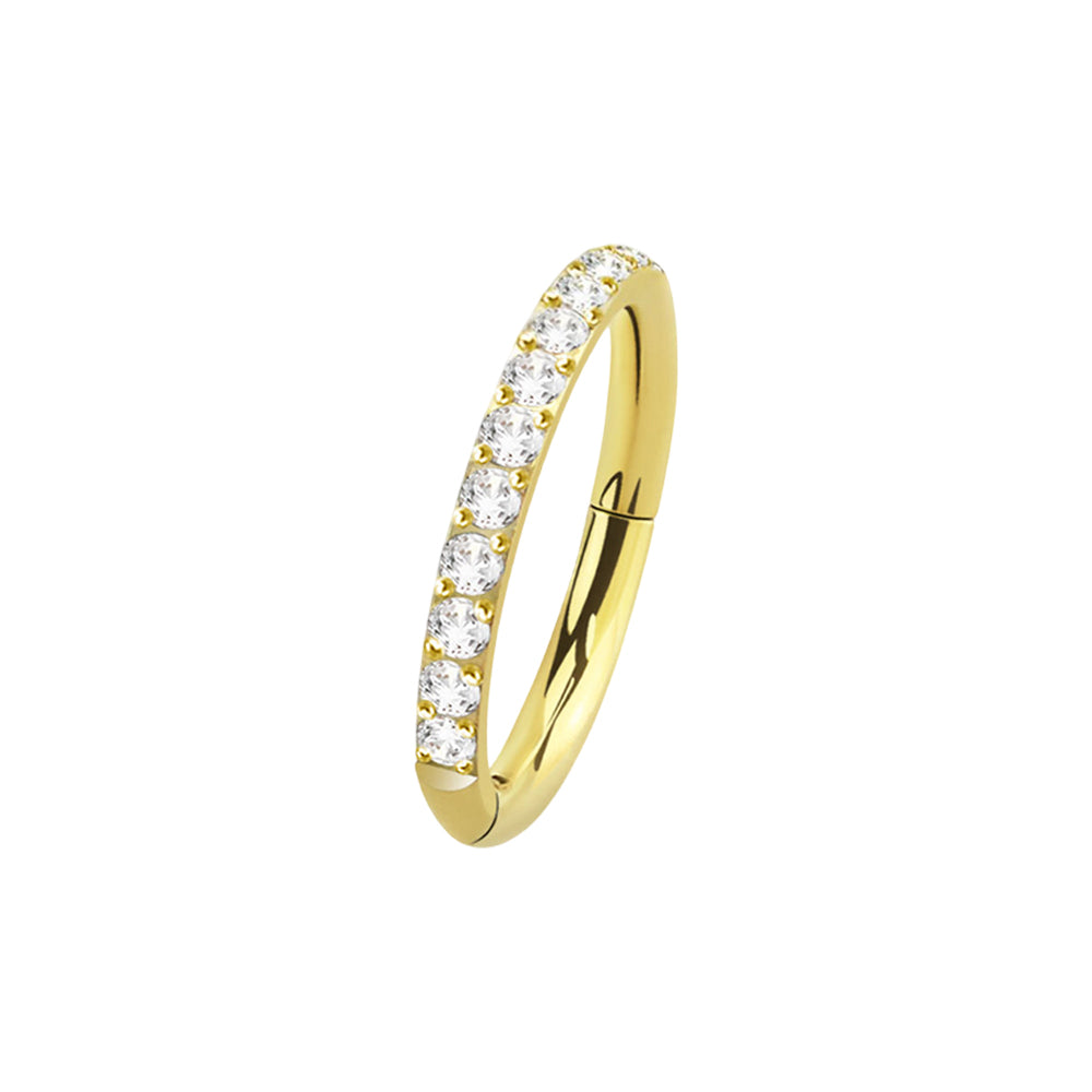 Titanium 16 Gauge Hinged Hoop Ring Segment with Forward Facing CZ