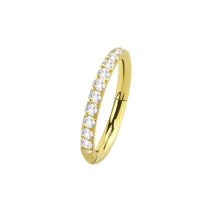 Titanium 16 Gauge Hinged Hoop Ring Segment with Forward Facing CZ