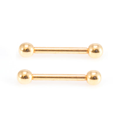 Surgical Steel Gold Nipple Ring Mixed Barbell 16 Gauge 10 MM - 4 Pack