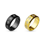 Gold IP Surgical Steel Rings with CZ Gem Crosses