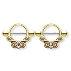Surgical Steel 14 Gauge Nipple Shield with Tribal Lace Swirl CZ - Pair - photo 5