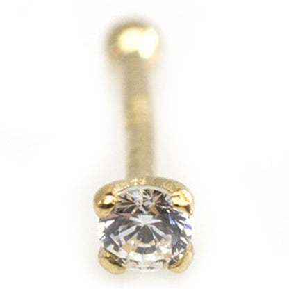 14K Solid Gold 20 Gauge Nose Bone Stud with 1.5mm Diamond - photo 5