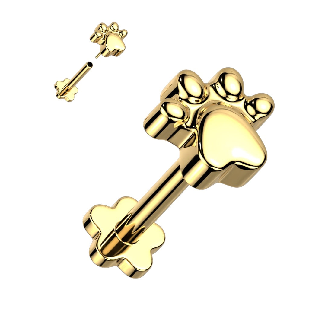 Titanium 20 to 16 Gauge Push In Labret Stud with Paw Top - photo 5