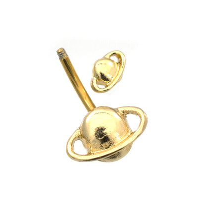 Surgical Steel 14 Gauge Belly Ring with Gold Plated Orbit - photo 2