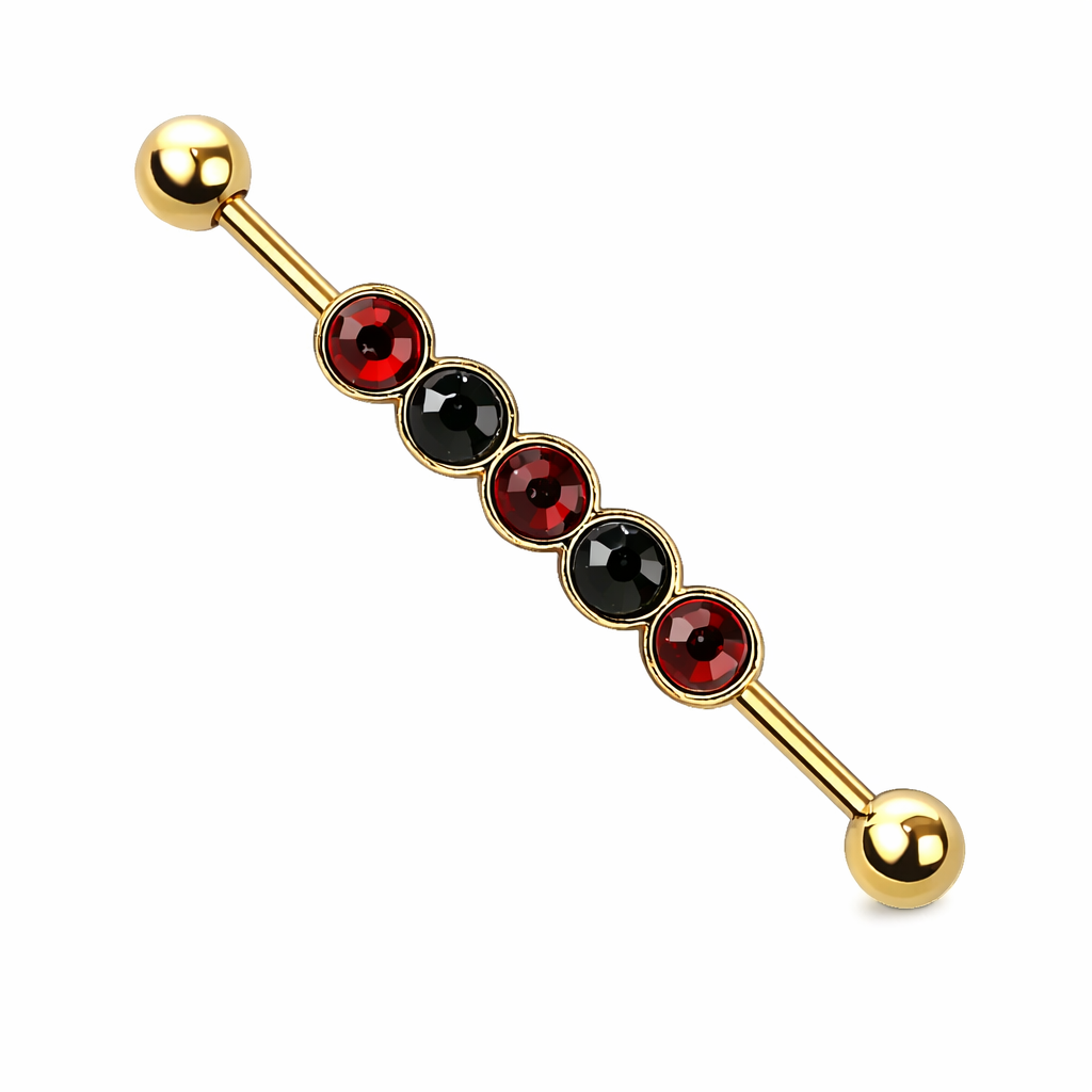 Surgical Steel 14 Gauge Industrial Barbell with Quintuplet Gems - photo 6
