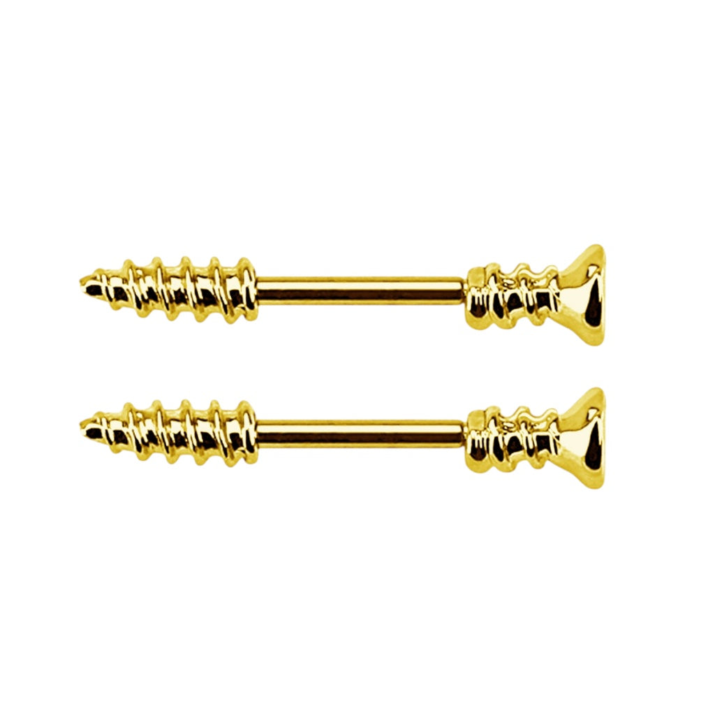 Surgical Steel 14 Gauge Screw Nipple Barbell - Pair - photo 4