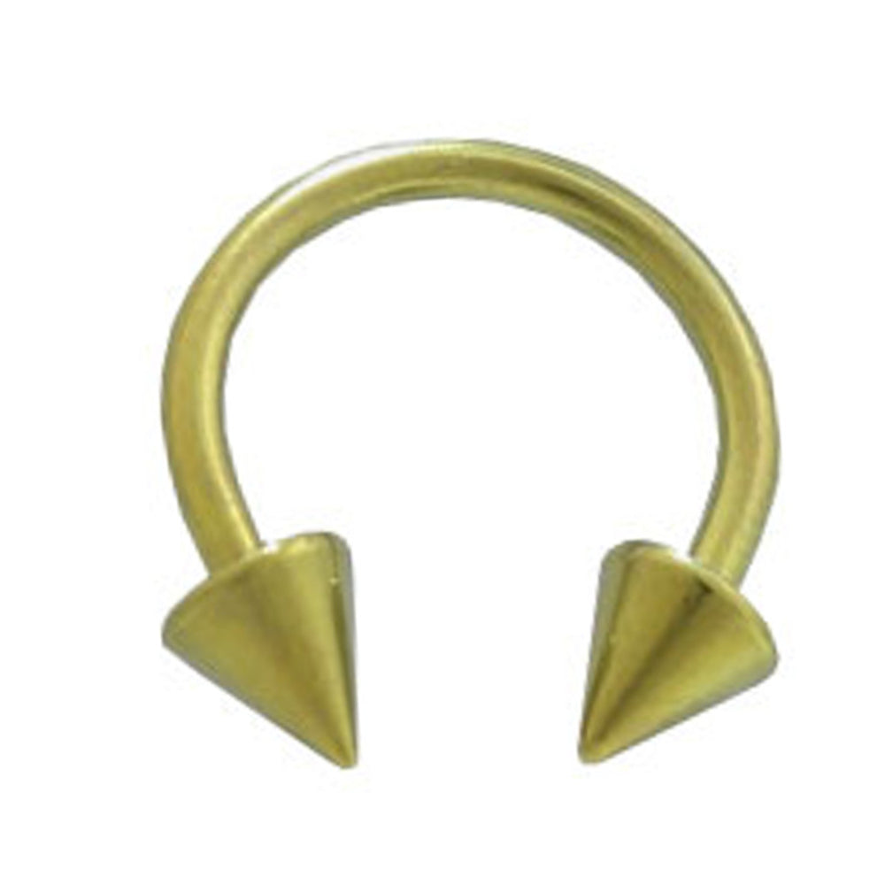Titanium 14 Gauge Horseshoe Barbell with Gold Spike End